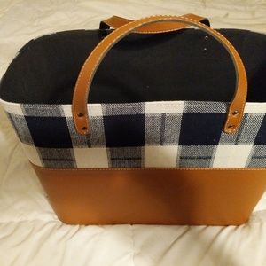 Leather look large open tote bag